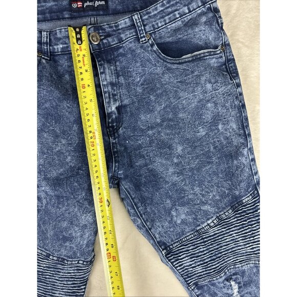 2 Phat Farm Jeans Mens 36x30 Blue Acid Wash Skinny Fit Stretch Denim Pants Adult - Picture 8 of 16